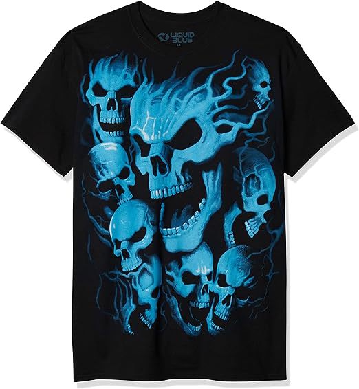 Men's Punk Skull Print Short Sleeve Loose T-Shirt teemdrop