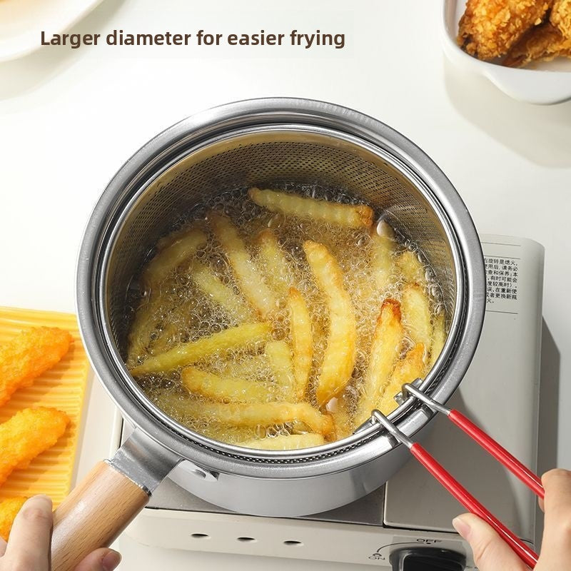 Stainless Steel Frying Pan with Wood Handle