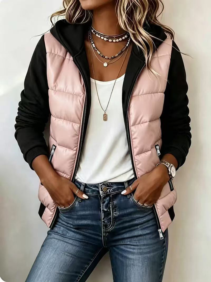 Women's Mid-Length Hooded Fleece-Lined Faux Shearling Coat teemdrop