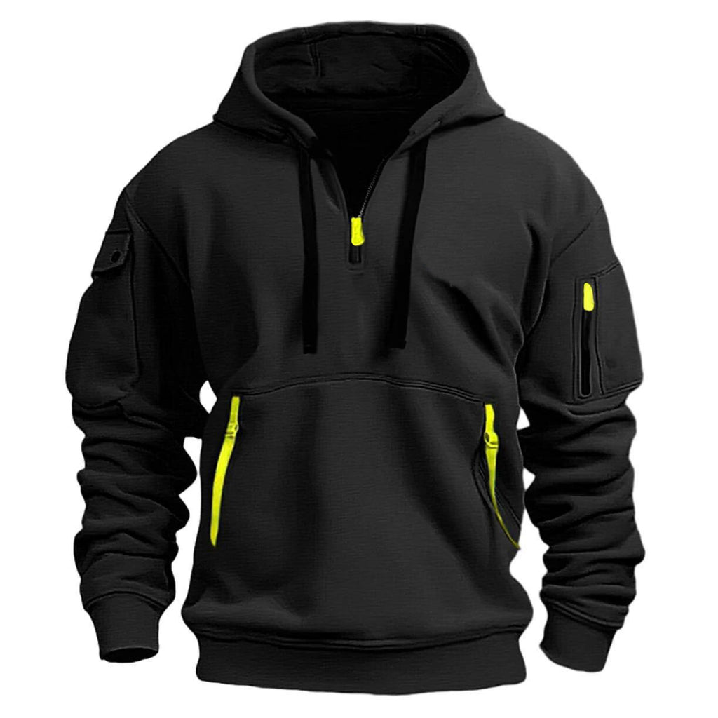 Men's fleece-lined warm hooded zipper pullover sweater teemdrop