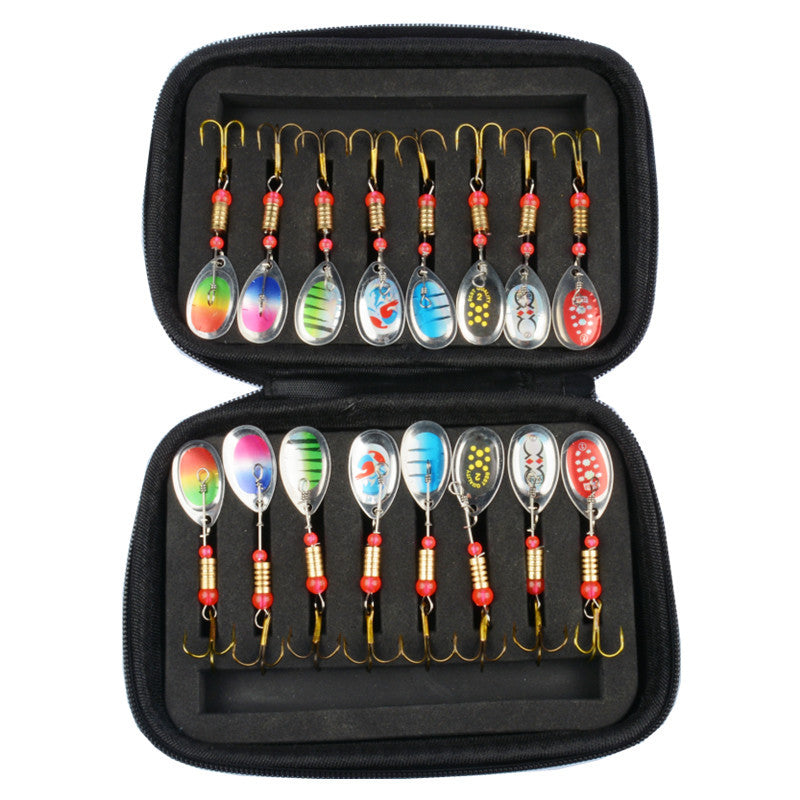 16-Piece Metal Rotating Sequin Bionic Fishing Lure Kit with Portable Bag teemdrop