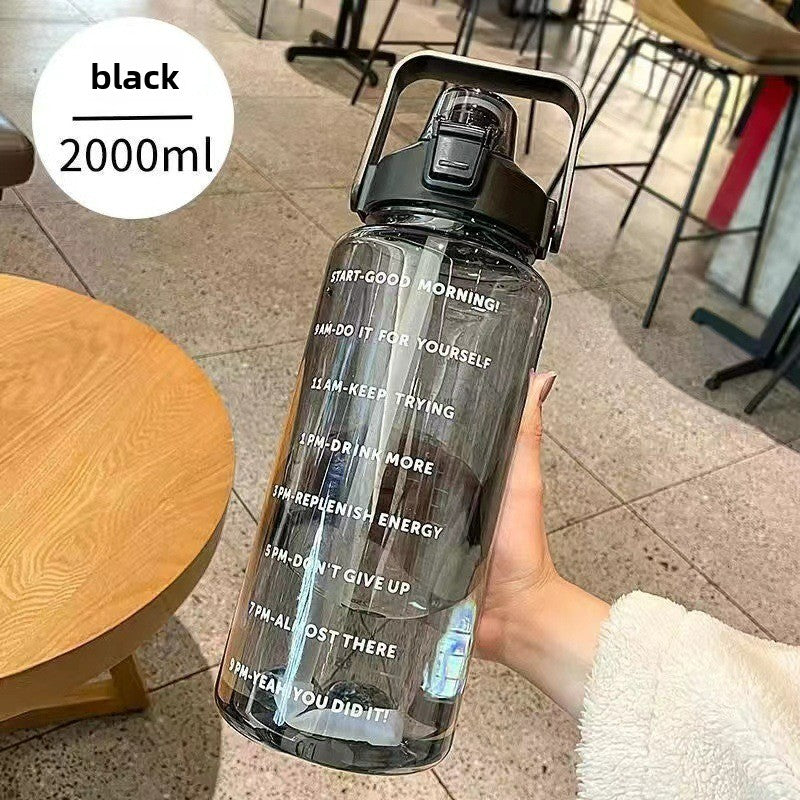 Portable fitness sports drinking straw water bottle teemdrop
