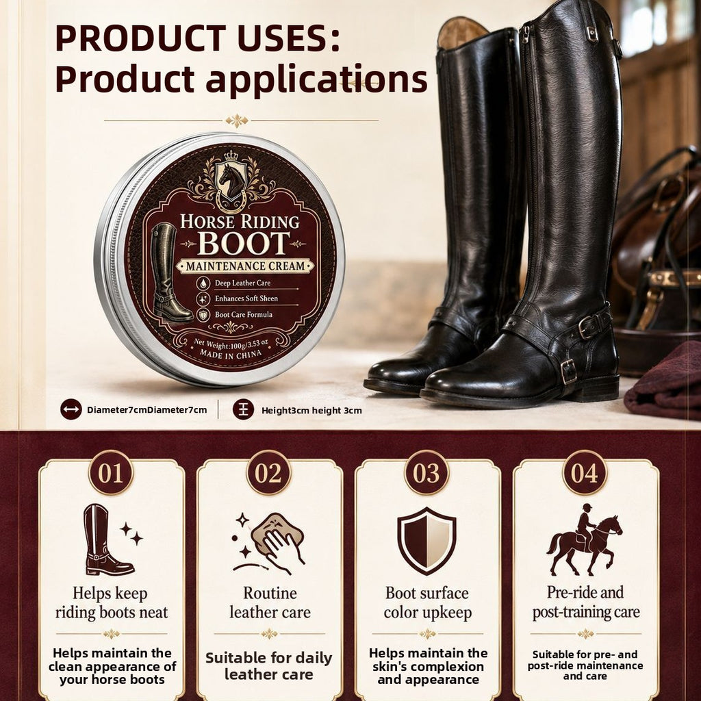 Equestrian Riding Boot Care Balm Leather Repair and Polishing Cream for Footwear Maintenance teemdrop
