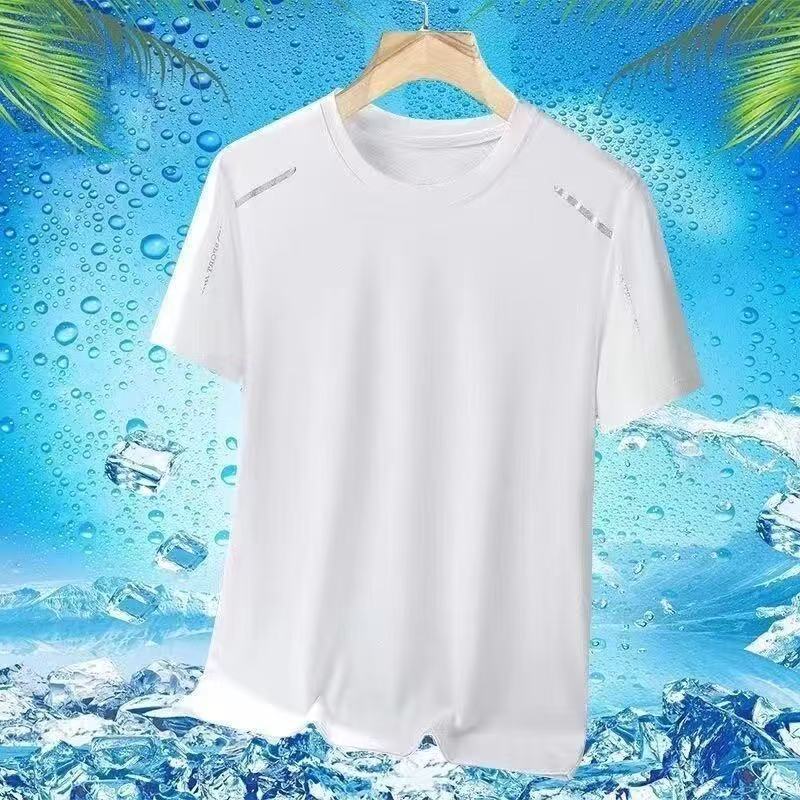 Men's Ice Silk Short Sleeve T-Shirt Quick Dry Breathable Loose Fit Summer Top teemdrop