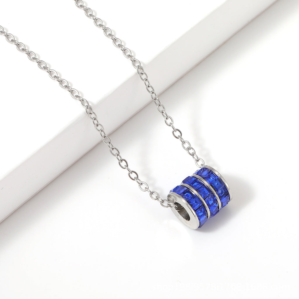 Birthstone Stainless Steel Adjustable Necklace