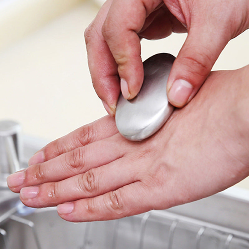 Stainless Steel Odor Remover Oval Metal Soap Bar teemdrop