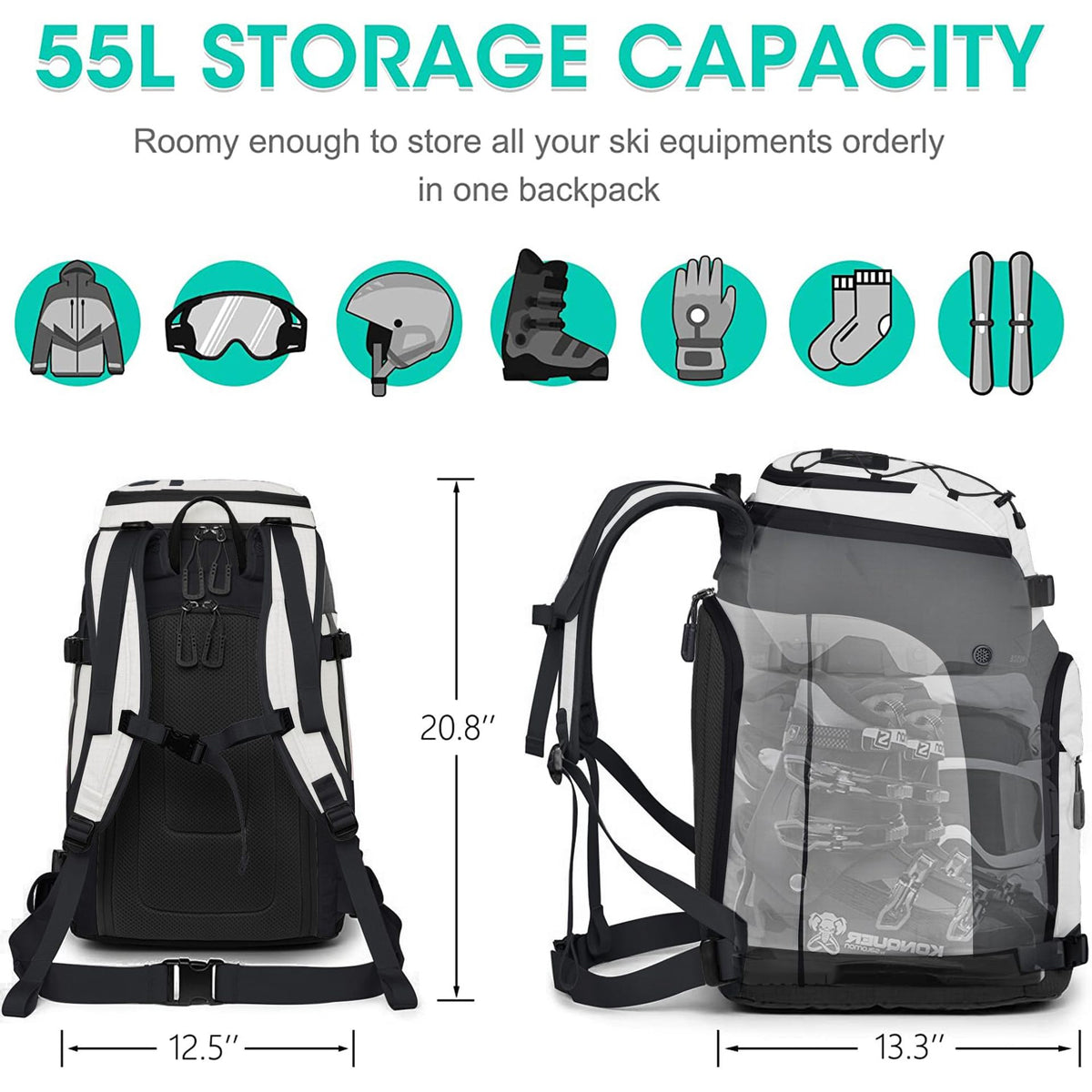 Snowboard Boots and Helmet Backpack Carry Bag teemdrop