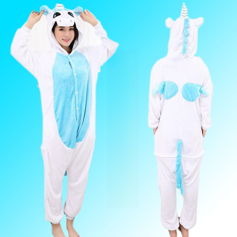 Flannel Cartoon One-Piece Animal Pajamas