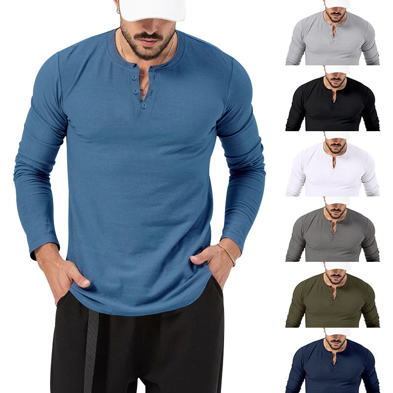 Men's Long Sleeve Solid Crew Neck T-Shirt