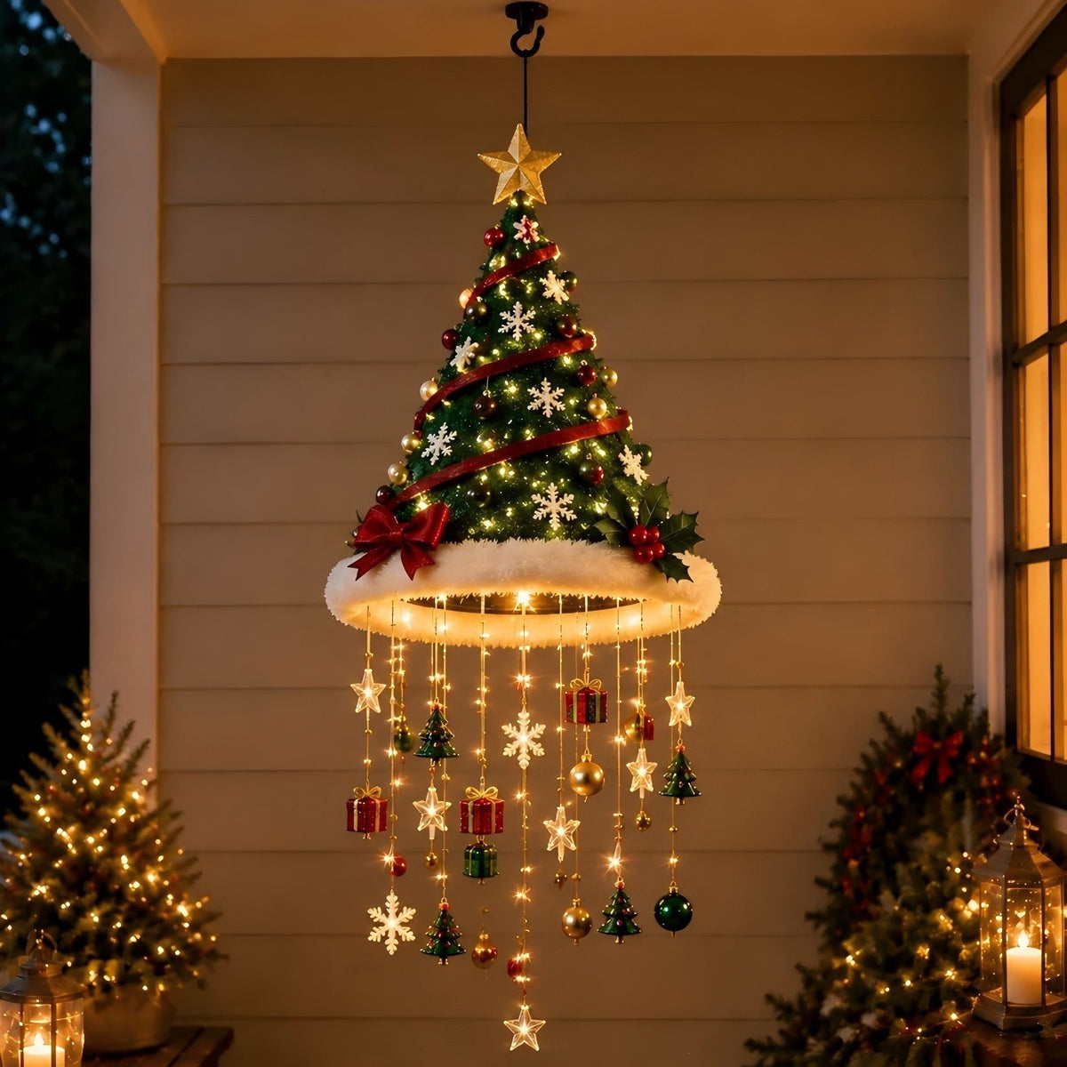 Luminous Christmas Hat Wind Chime Light for Indoor and Outdoor Holiday Decoration teemdrop