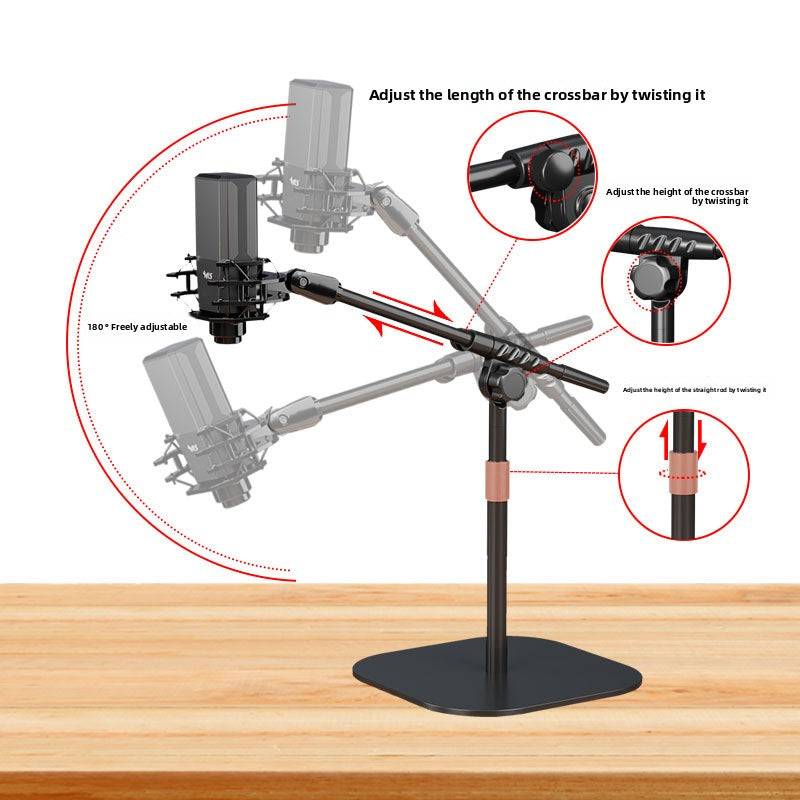 Adjustable Desktop Microphone Stand with Weighted Base