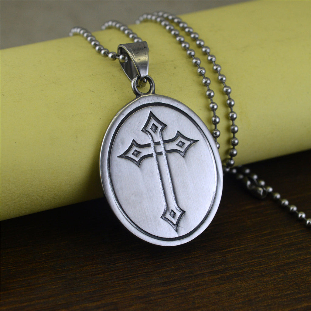 Titanium Steel Vintage Heart Cross Pendant Necklace Charm teemdrop
