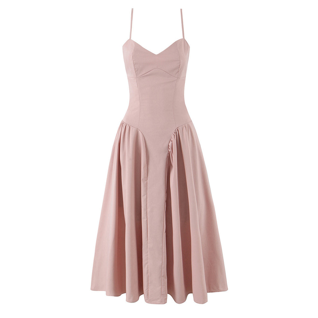 French Style Strappy Smocked Waist Dress
