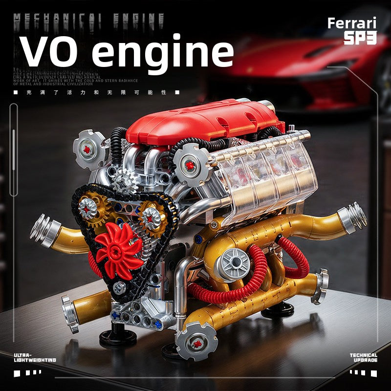 V8 Engine Model Mechanical Electric Building Toy