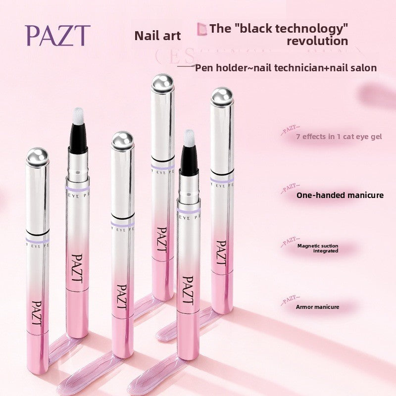 6-in-1 Cat Eye Gel Nail Polish Pen Set, Non-Damaging Base and Top Coat for Nail Art