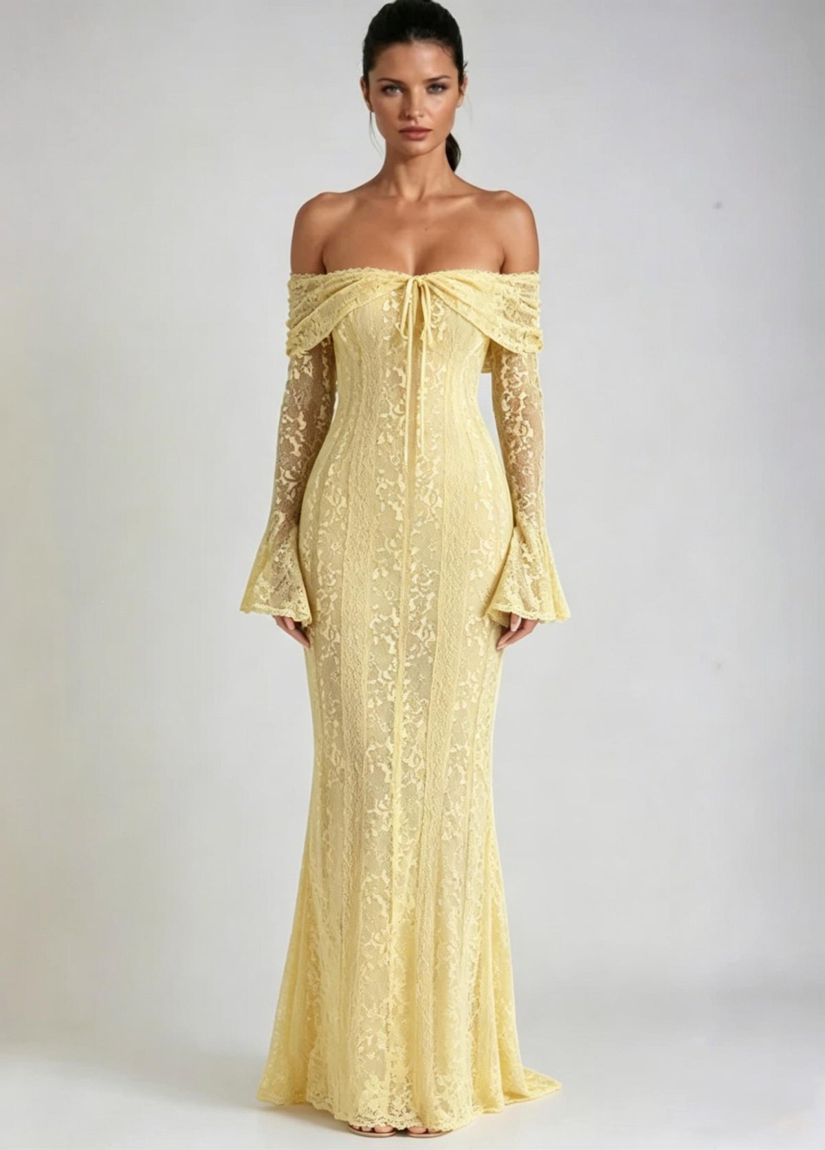 Off-shoulder Lace Bodycon Evening Gown