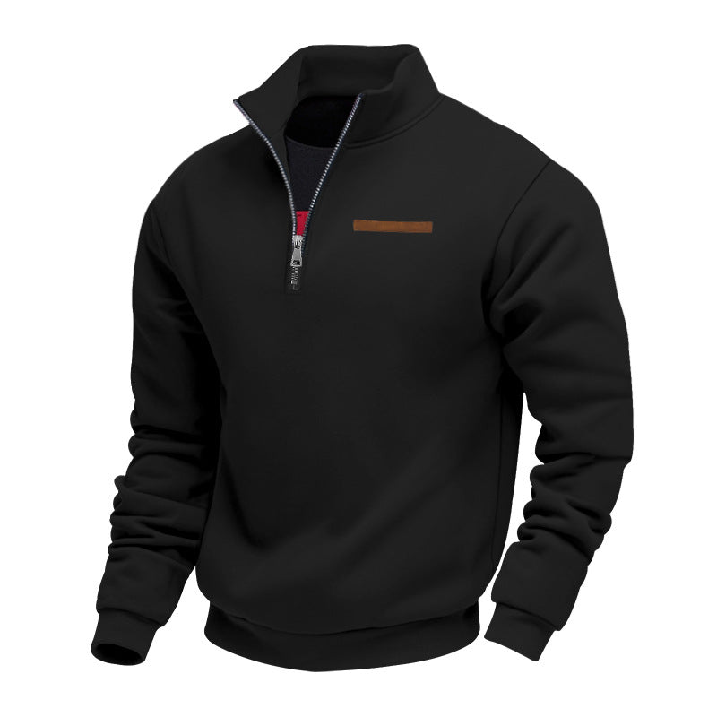 Men's Stand Collar Half-Zip Pullover Sweatshirt