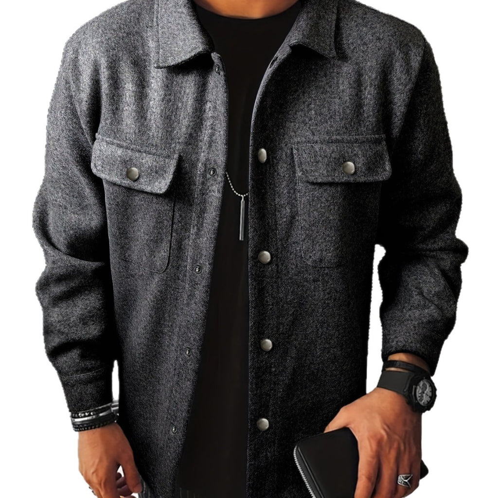 Men's Brushed Polyester Lapel Windproof Casual Jacket teemdrop
