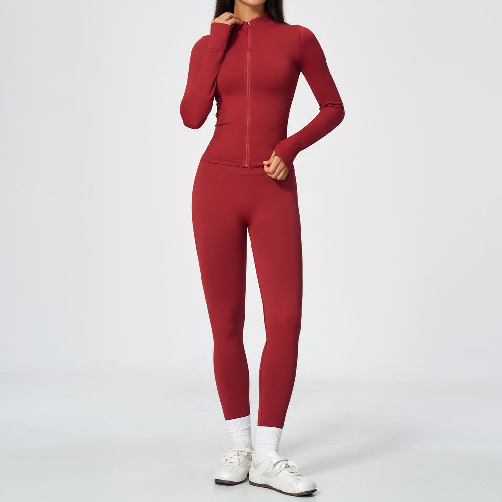 Women's Slim-Fit Stand Collar Yoga Set teemdrop