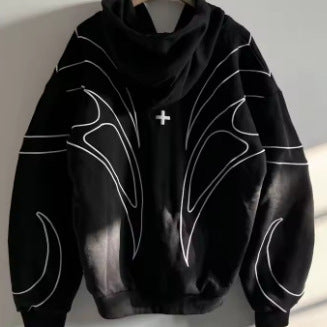 Men's Oversized 3D Printed Zip-Up Hoodie Sweatshirt Streetwear