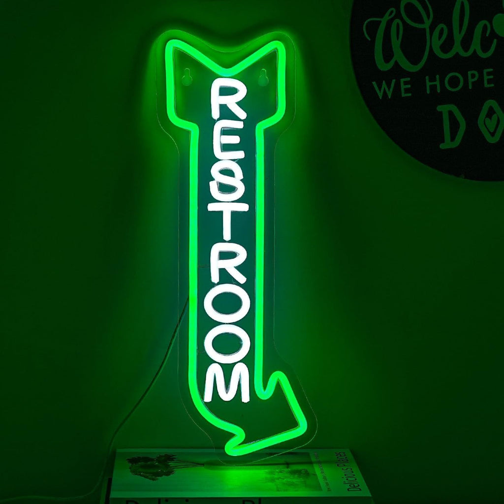 LED neon sign restroom teemdrop