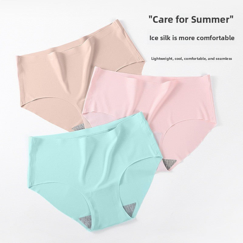Women's Ice Silk Seamless Mid-Waist Breathable Briefs