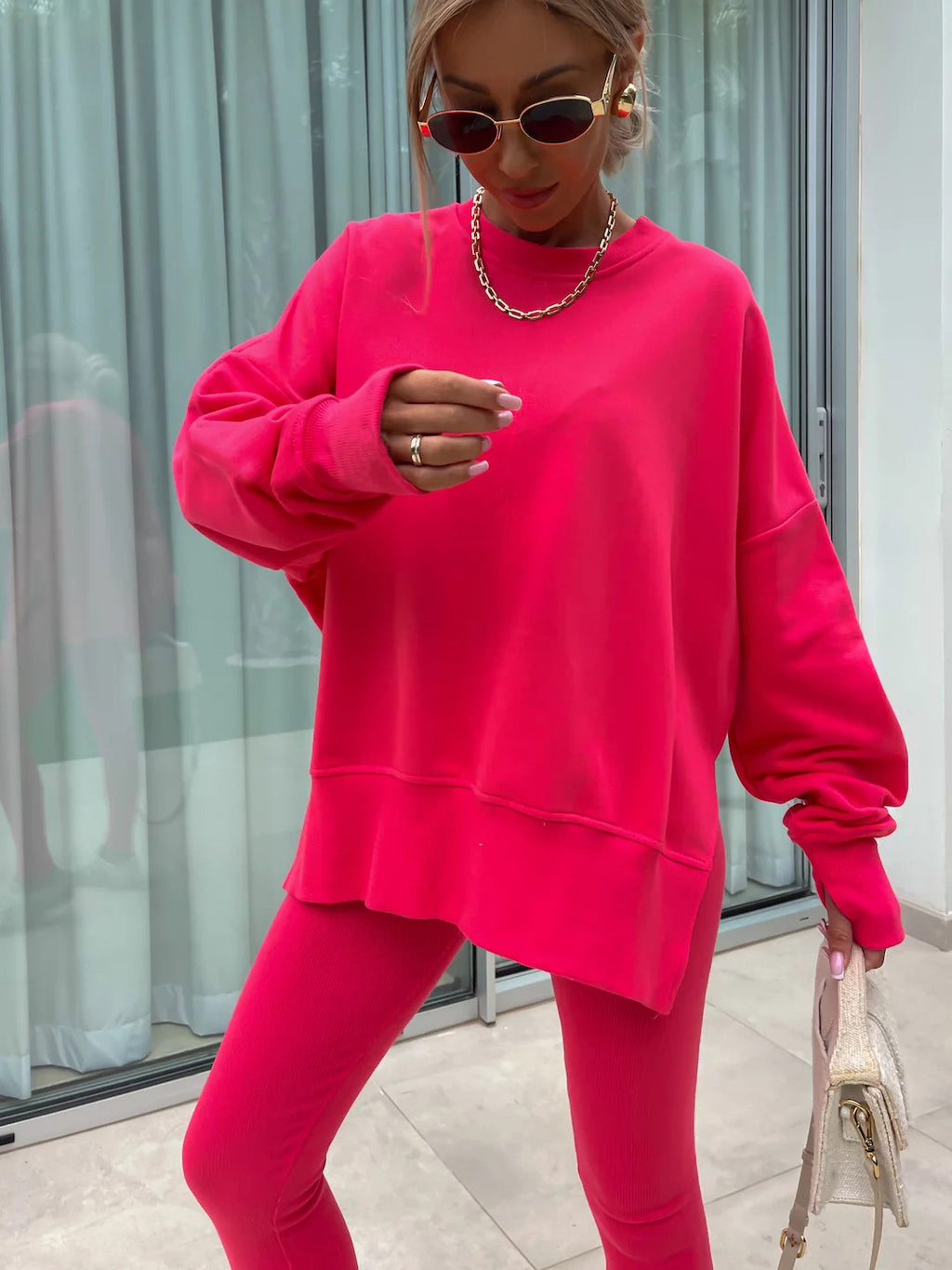 Long Sleeve Sweatshirt and Tight Trousers Set
