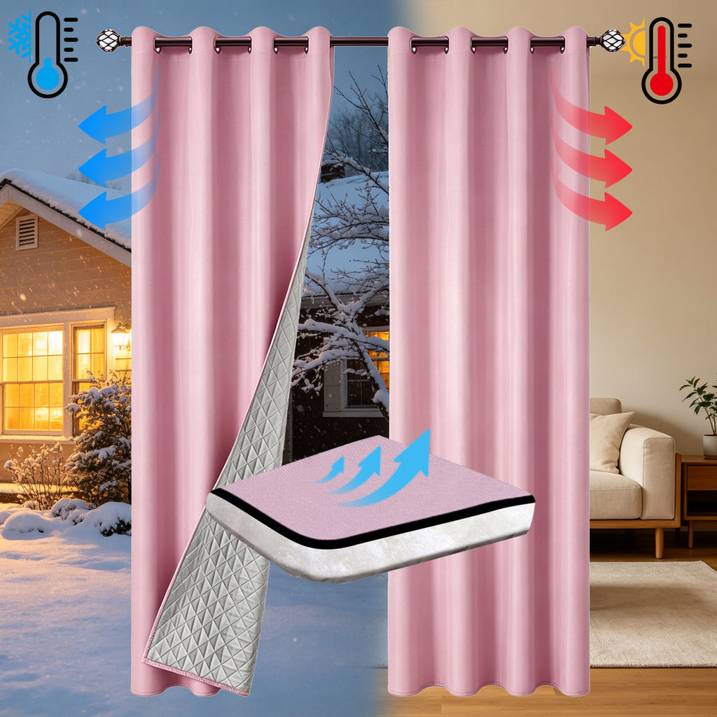 Full Blackout Thickened Thermal Insulated Quilted Curtain teemdrop