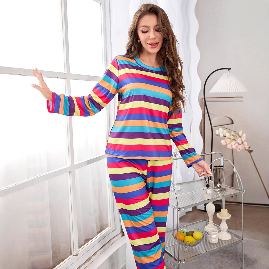 Womens Cartoon Print Pajama Set Long Sleeve Lounge Wear