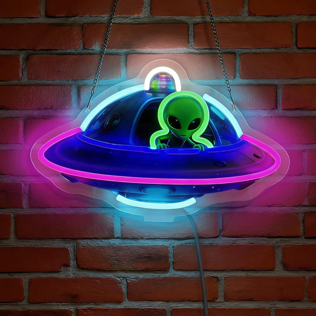 Alien UFO LED Neon Sign Light for Bedroom Game Room Bar Party Decoration teemdrop
