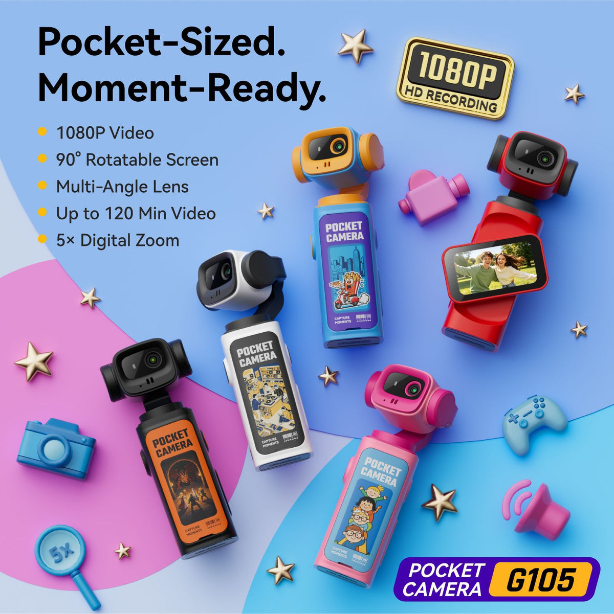 Handheld gimbal camera G105 outdoor sports camera pocket camera teemdrop
