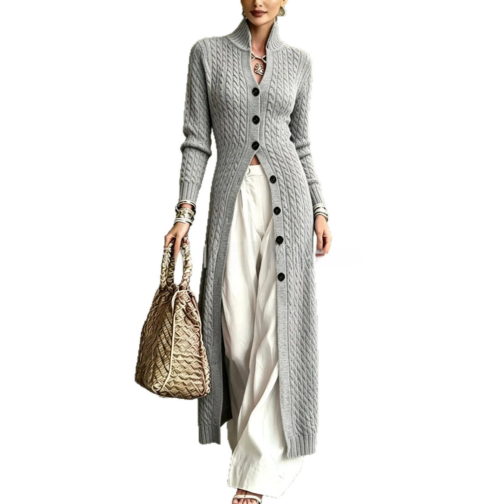 Women's Twist Pattern Stand Collar Long Sleeve Sweater teemdrop
