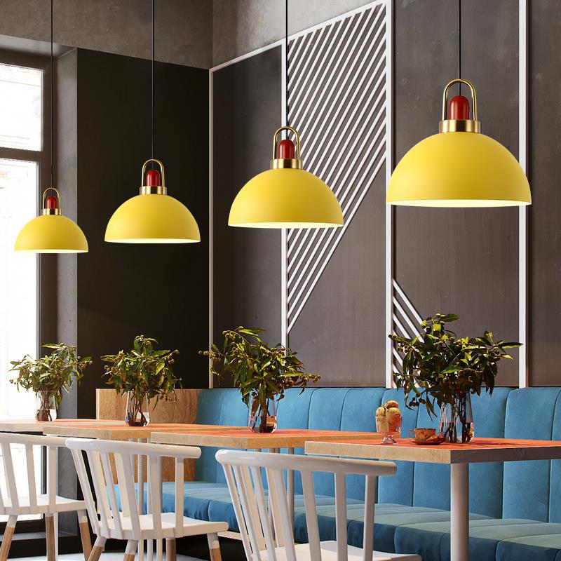Single Head Hanging Chandelier Aluminum Macaron Color Pendant Light
