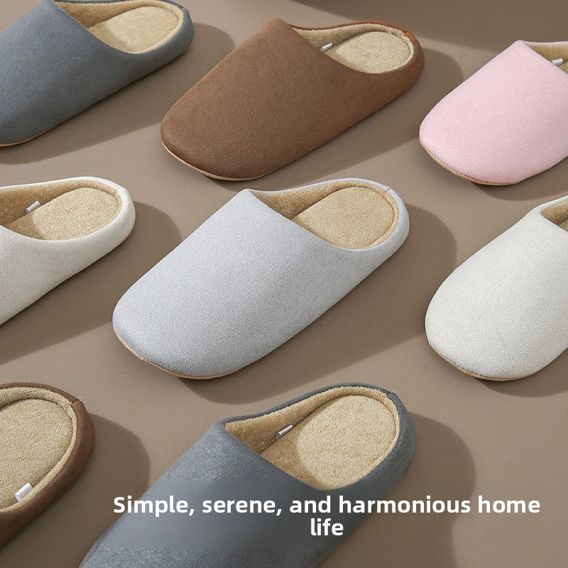 Unisex Soft Plush Indoor House Slippers Anti-Slip Fabric Closed Toe Home Footwear teemdrop