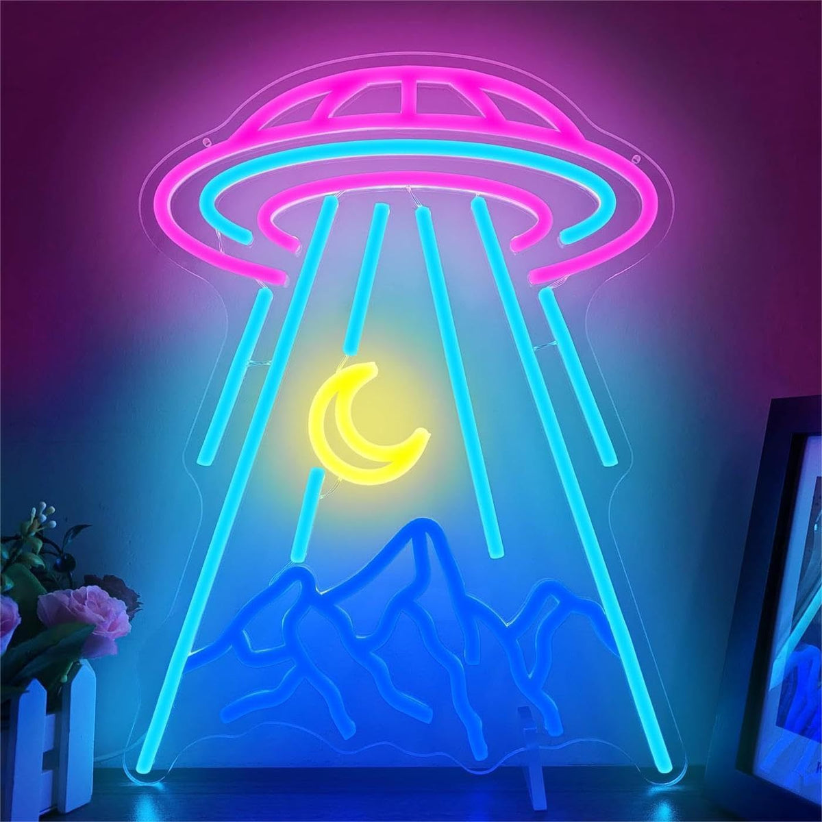 Alien UFO LED Neon Sign Light for Bedroom Game Room Bar Party Decoration teemdrop