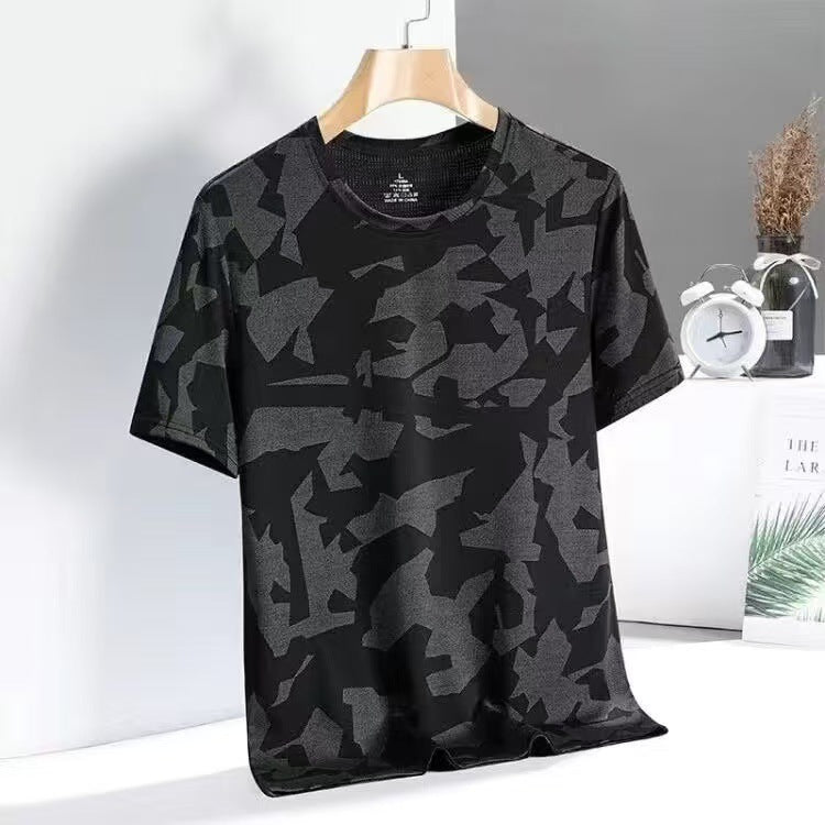 Men's Ice Silk Short Sleeve T-Shirt Quick Dry Breathable Loose Fit Summer Top teemdrop