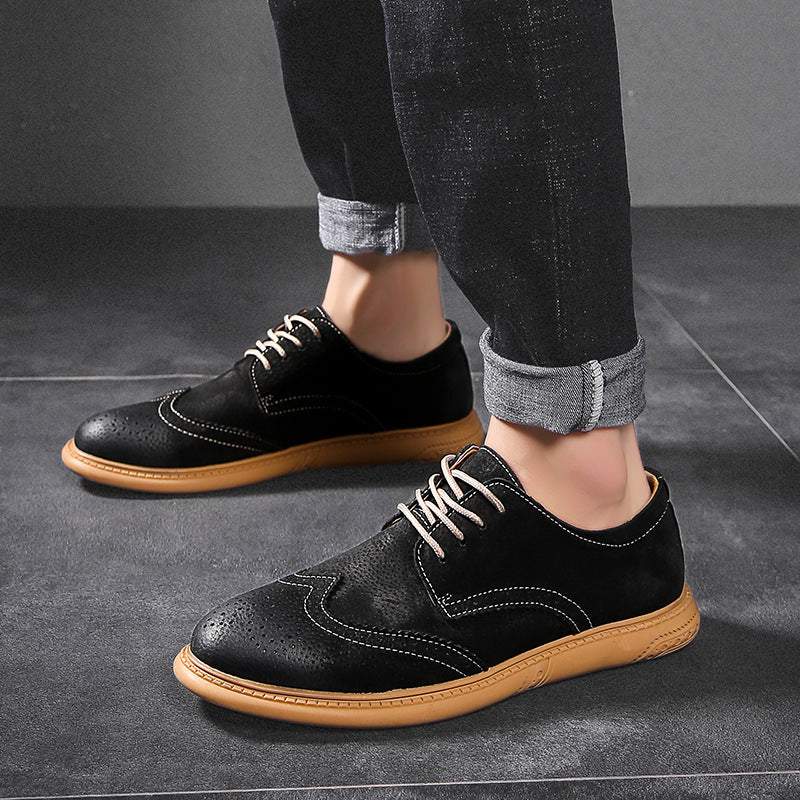 Men's Brogue Leather Casual Breathable Loafers Driving Shoes teemdrop