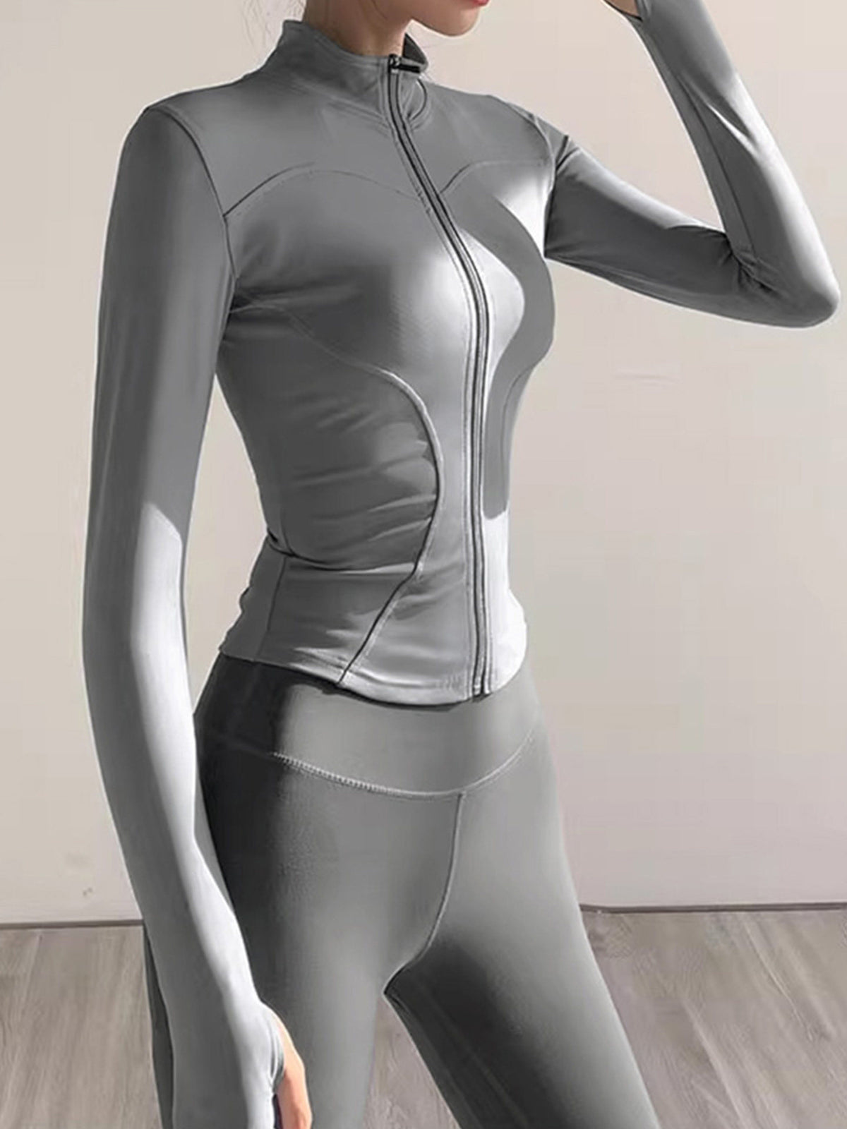 Women's 2-Piece Quick-Dry Long Sleeve Yoga Running Sports Set teemdrop