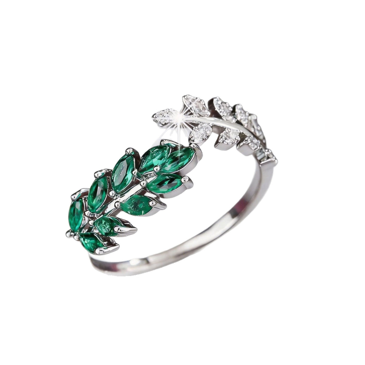 Fashion Creative Design Leaf and Wheat Ear Open Ring, Exquisite Light Luxury Everyday Versatile Casual Accessory