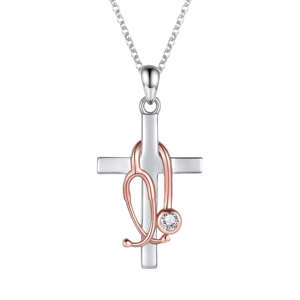 Titanium Steel Stethoscope Pendant Necklace Minimalist Medical Themed Jewelry for Nurse Doctor teemdrop