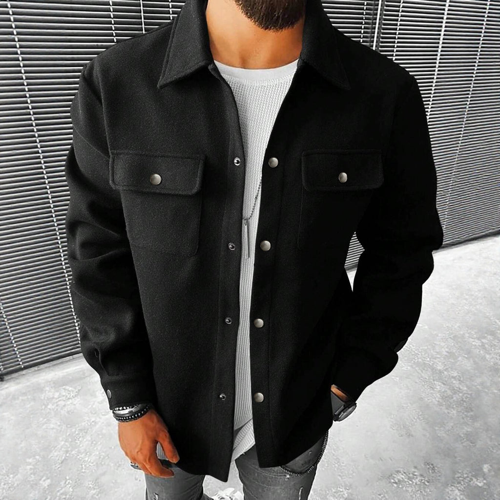 Men's Brushed Polyester Lapel Windproof Casual Jacket teemdrop