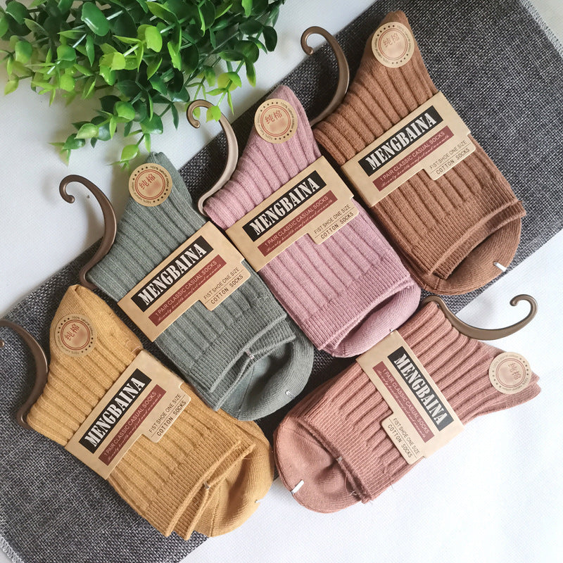 Men's and women's thickened pure cotton mid-calf socks teemdrop