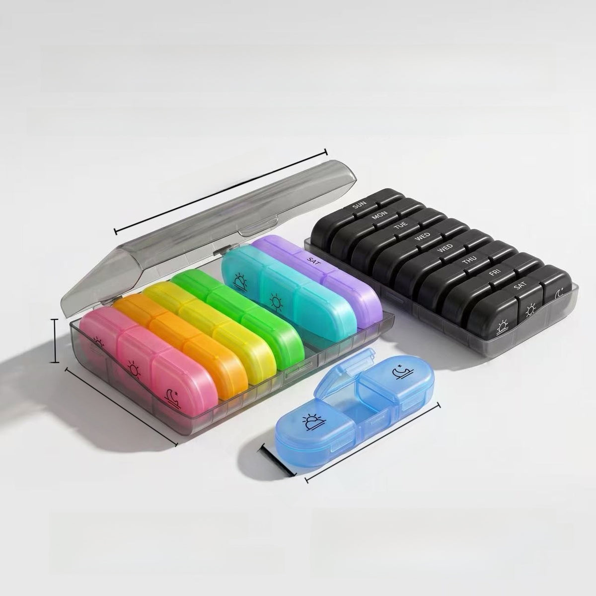 21-piece portable rainbow classification medicine box