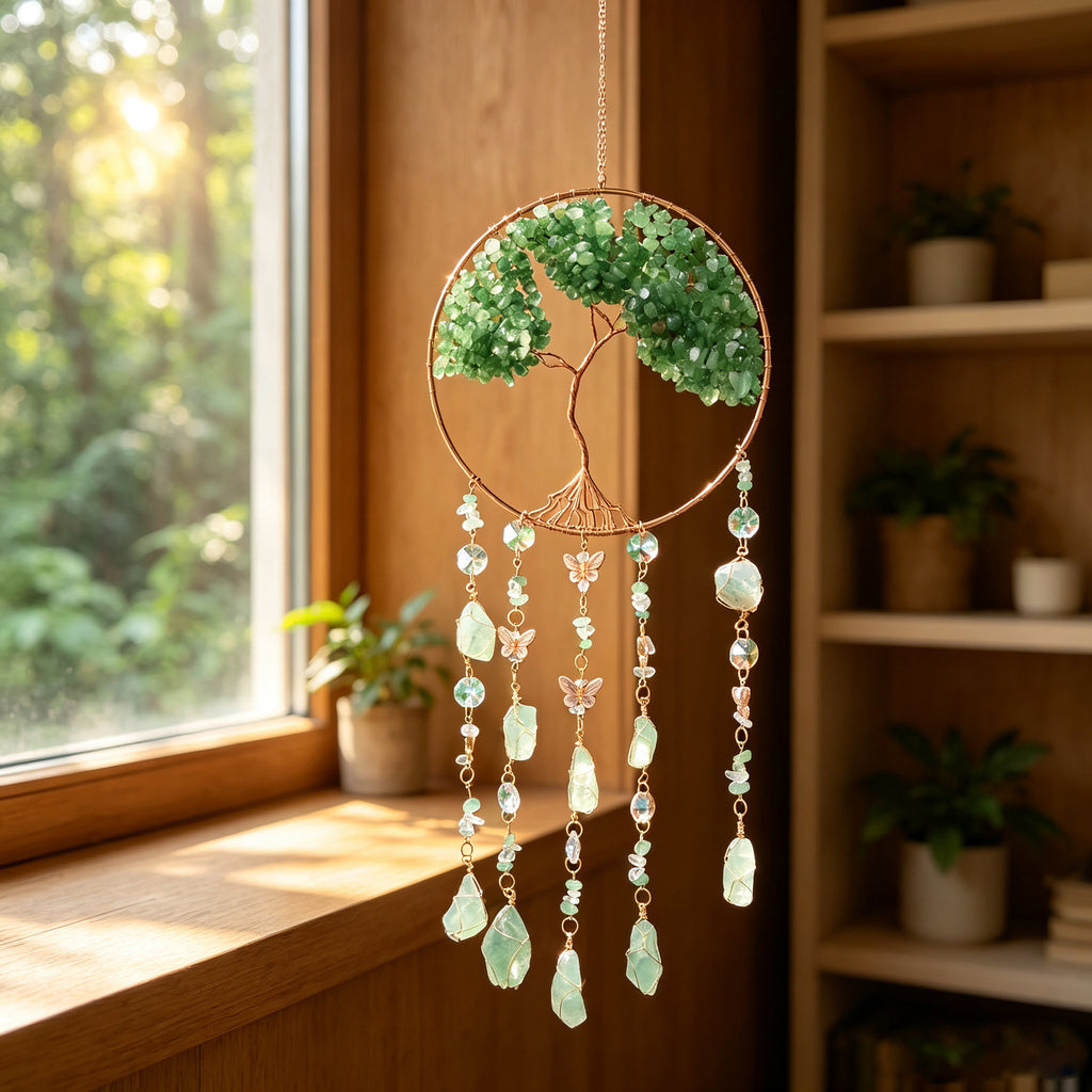 Natural agate crystal wind chime pendant teemdrop