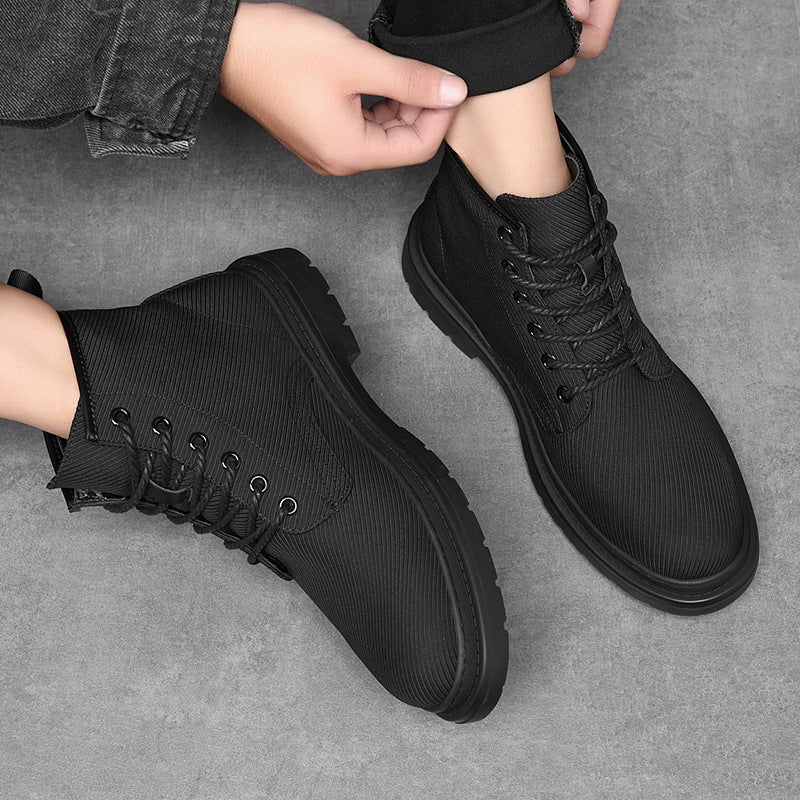 Men's Breathable Canvas Martin Boots Casual Lace-Up Boots teemdrop