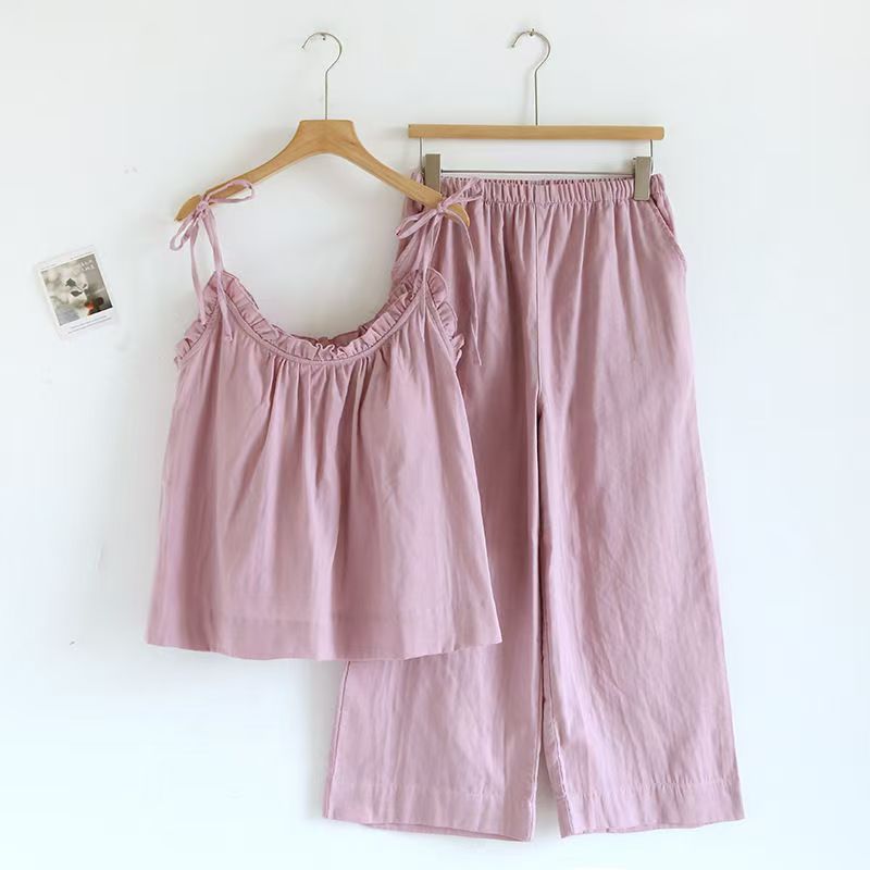Womens Sleeveless Pajama Set with Suspenders