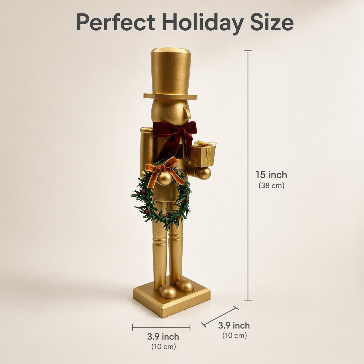 Matte Gold Wooden Nutcracker Christmas Decoration
