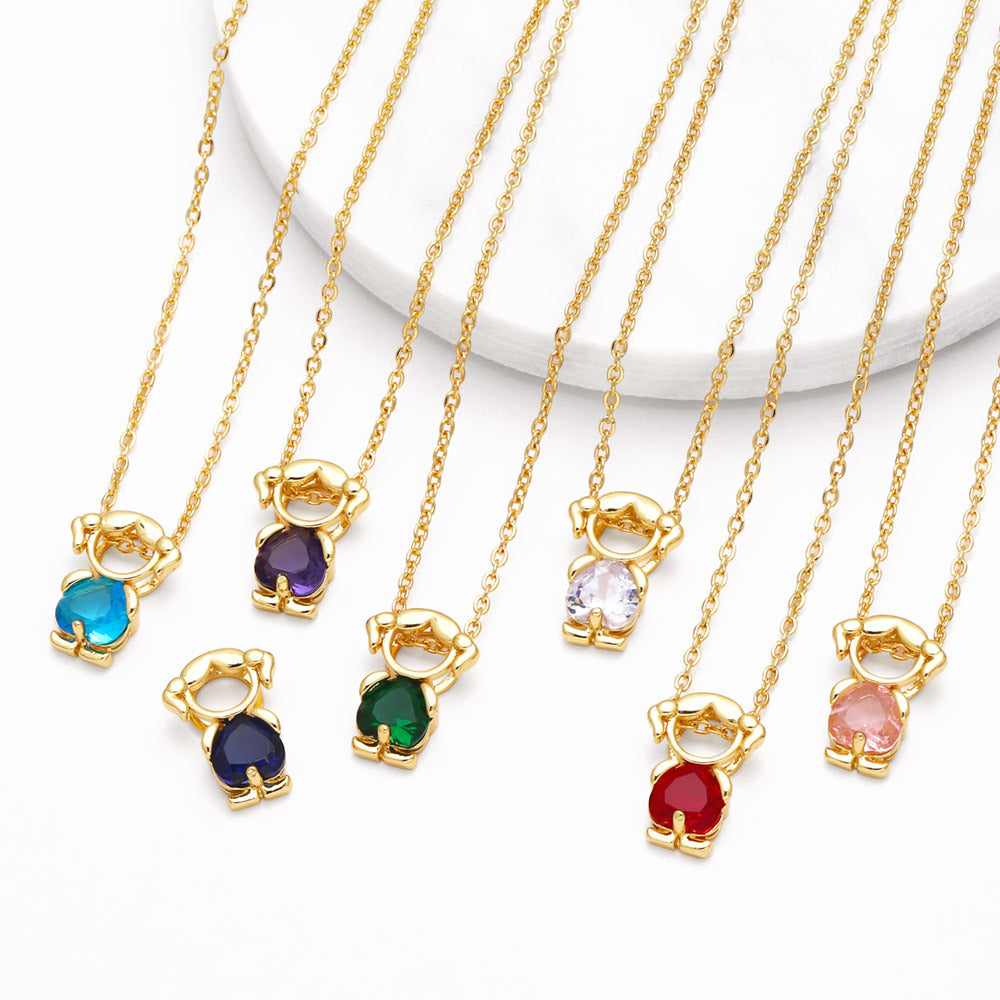 Hanging pendant necklace with hearts