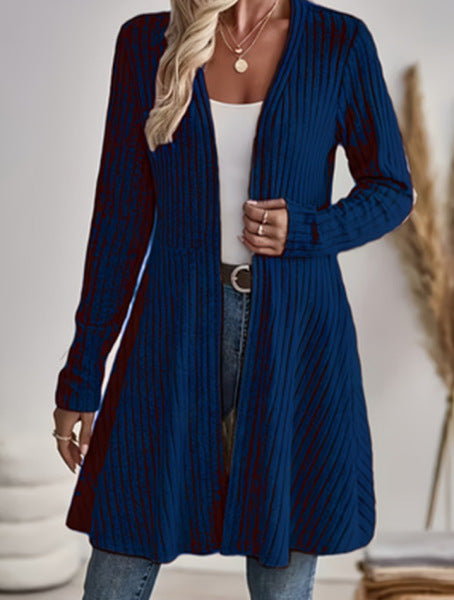 Women's Soft Brushed Ribbed Long Sleeve Open Cardigan