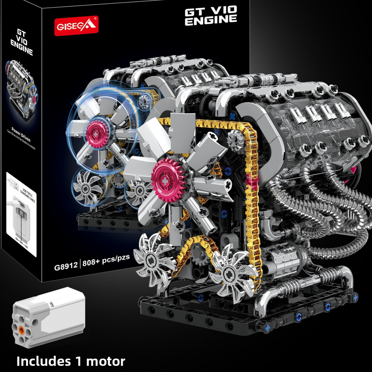 V8 Engine Model Assembly Building Block Toy